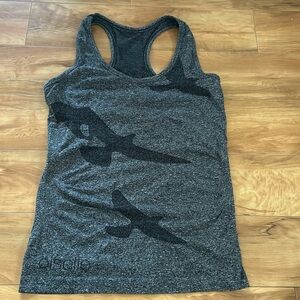 Oiselle heather grey bird print fly tank - running tank
